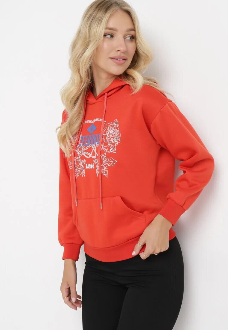 h&s Bluza Pomarańczowa cu glugă și imprimeu și manșete Apperforda