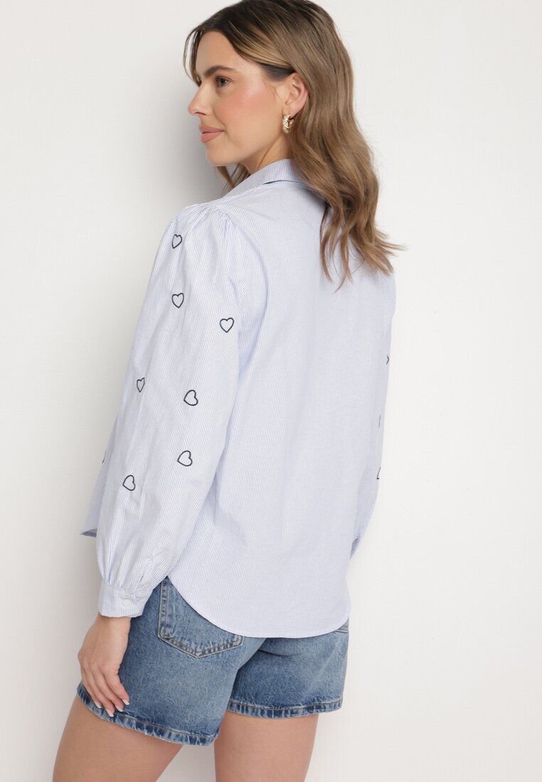 h&s Cămașă albastru-neagră de bumbac cu broderie decorativă Doviene
