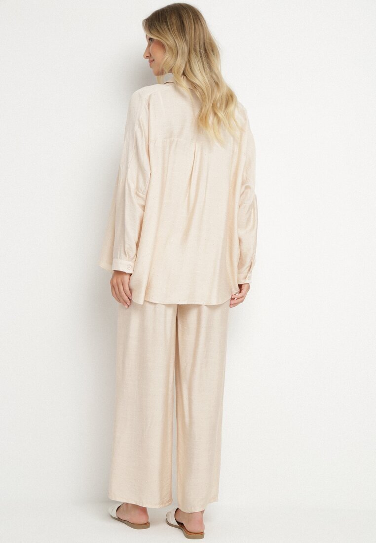 h&s Compleu Bej oversize Cămașă și Pantaloni Ulosarenia