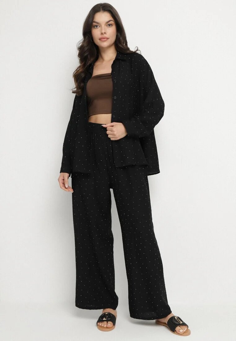 h&s Compleu Negru Croială Oversize Cămașă și Pantaloni Ulosarenia