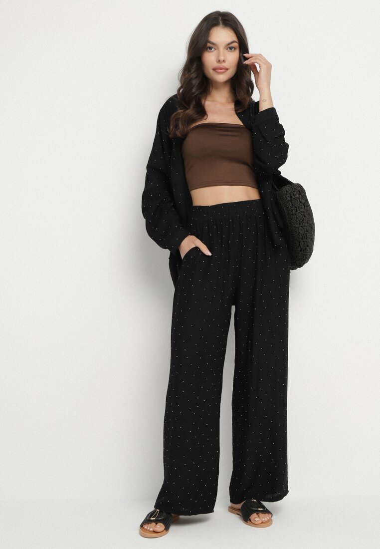 h&s Compleu Negru Croială Oversize Cămașă și Pantaloni Ulosarenia