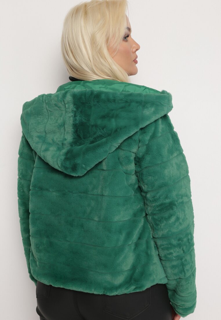 h&s Geacă Verde De blană cu Benzi Decorative și Glugă Eleran