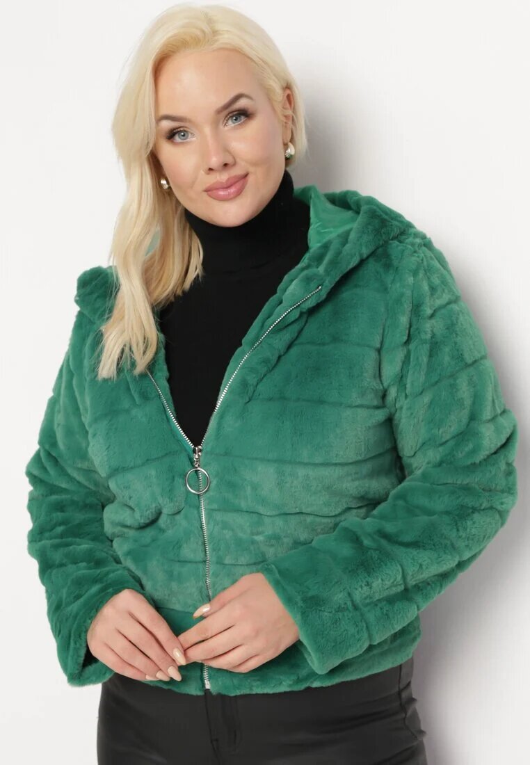 h&s Geacă Verde De blană cu Benzi Decorative și Glugă Eleran