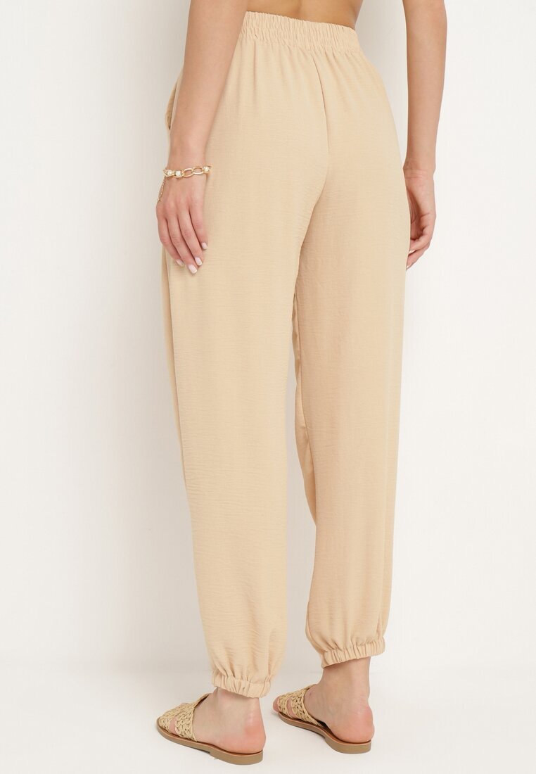 h&s Pantaloni bej de trening cu elastic în talie și talie înaltă Dimrou