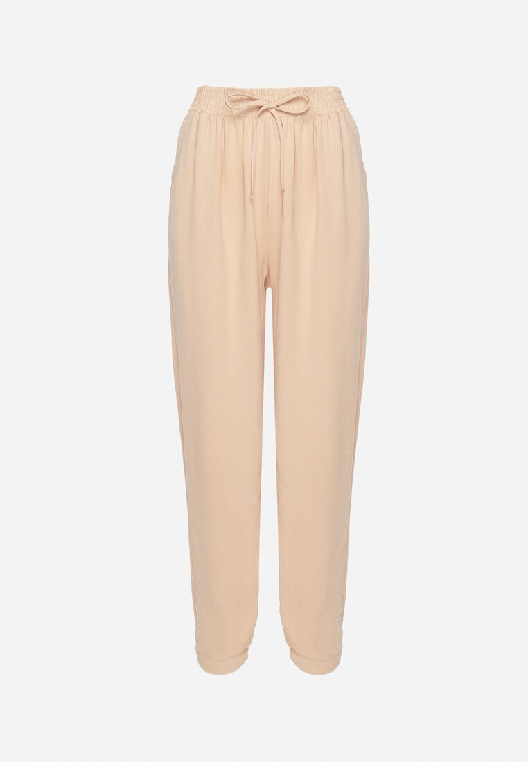 h&s Pantaloni bej de trening cu elastic în talie și talie înaltă Dimrou