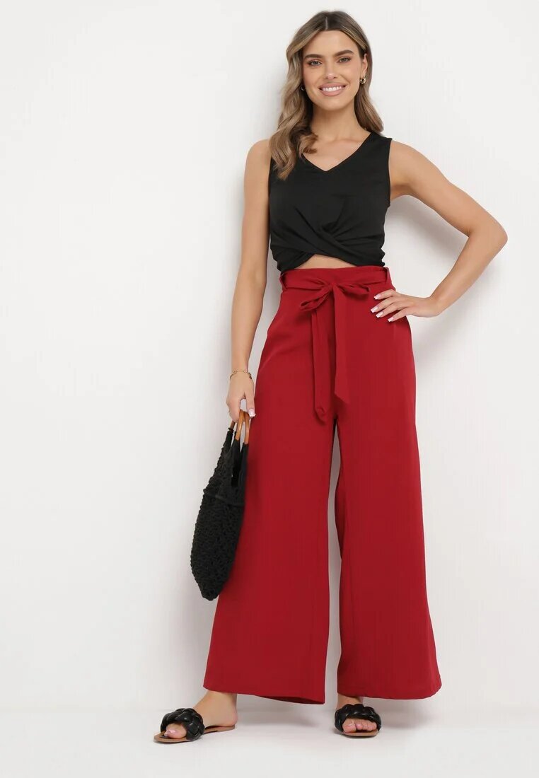 h&s Pantaloni Bordo Largi cu cordon în talie Paper Bag Tisallas