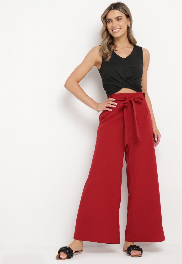 h&s Pantaloni Bordo Largi cu cordon în talie Paper Bag Tisallas