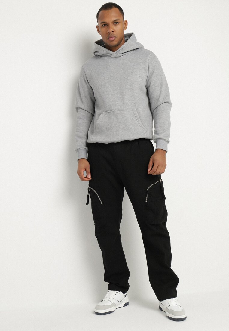 h&s Pantaloni cargo negri din bumbac cu buzunare Aliria