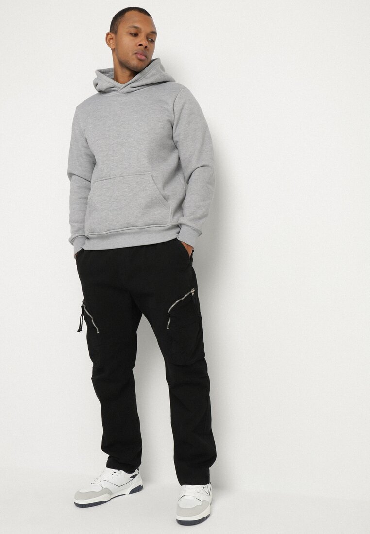 h&s Pantaloni cargo negri din bumbac cu buzunare Aliria