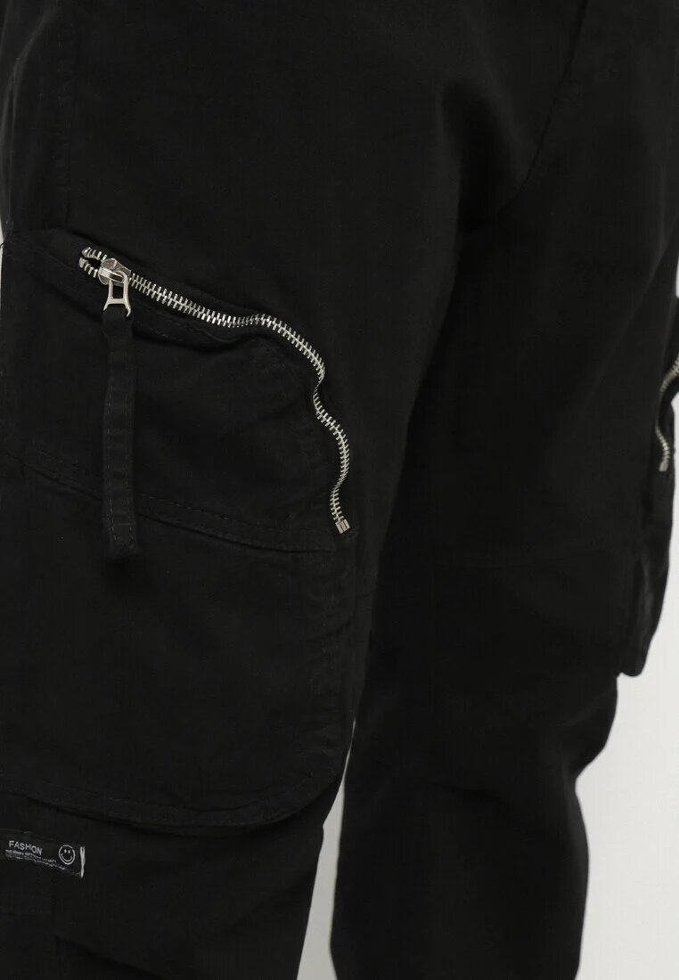 h&s Pantaloni cargo negri din bumbac cu buzunare Aliria