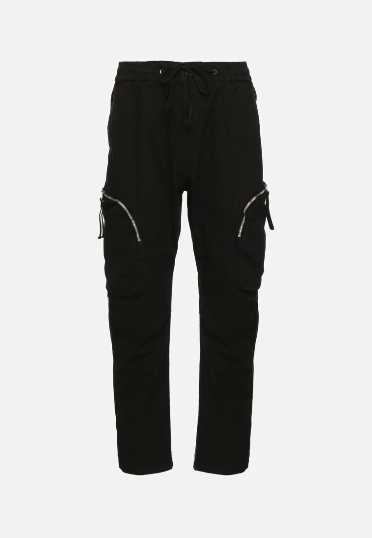 h&s Pantaloni cargo negri din bumbac cu buzunare Aliria