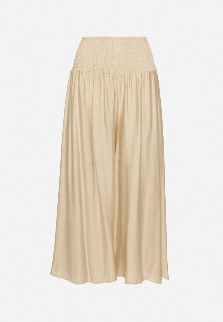 h&s Pantaloni Culotte Larghi Bej cu lungime 7/8 cu talie înaltă Ulamiriela