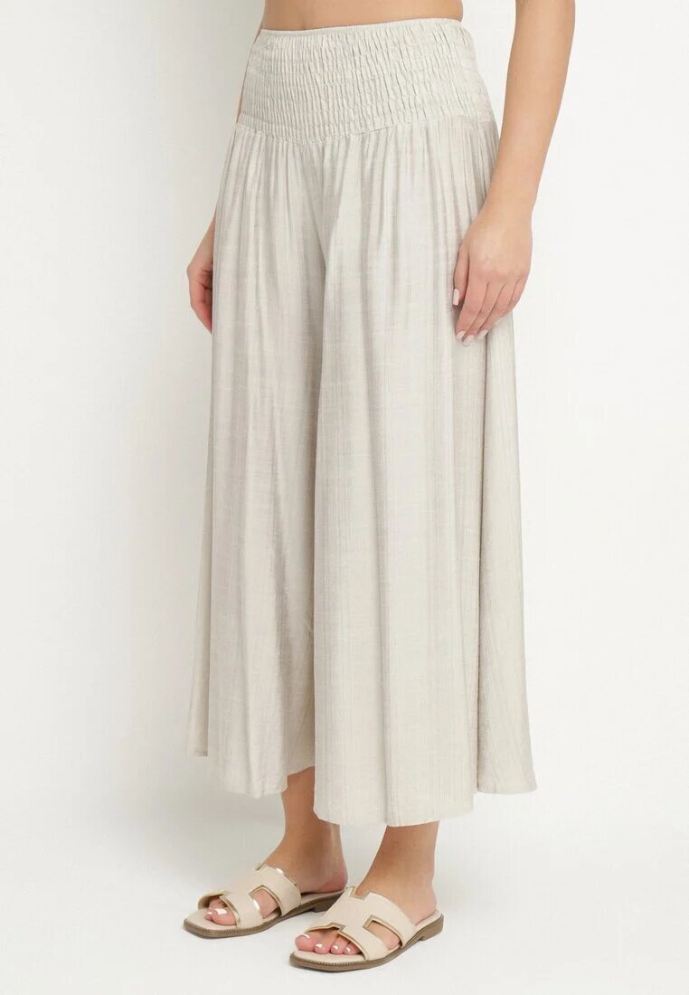 h&s Pantaloni culotte largi gri deschis cu lungime 7/8 cu talie înaltă Ulamiriela