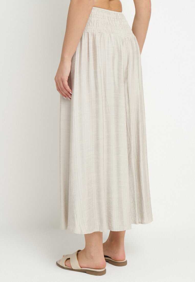 h&s Pantaloni culotte largi gri deschis cu lungime 7/8 cu talie înaltă Ulamiriela