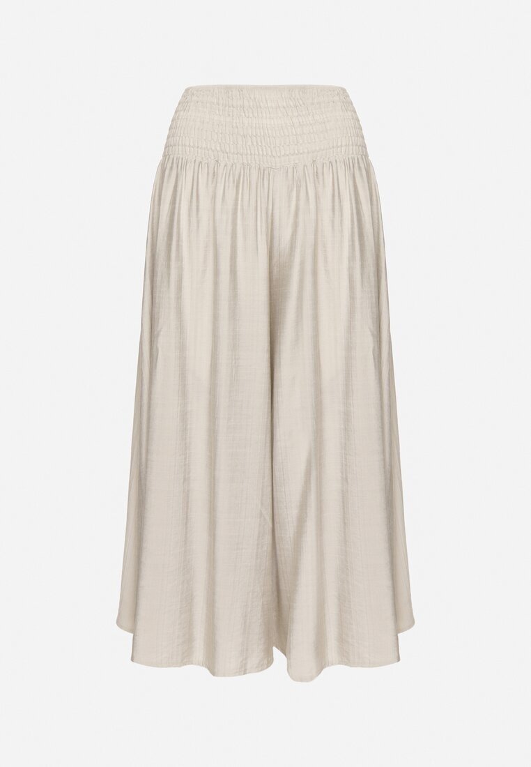 h&s Pantaloni culotte largi gri deschis cu lungime 7/8 cu talie înaltă Ulamiriela