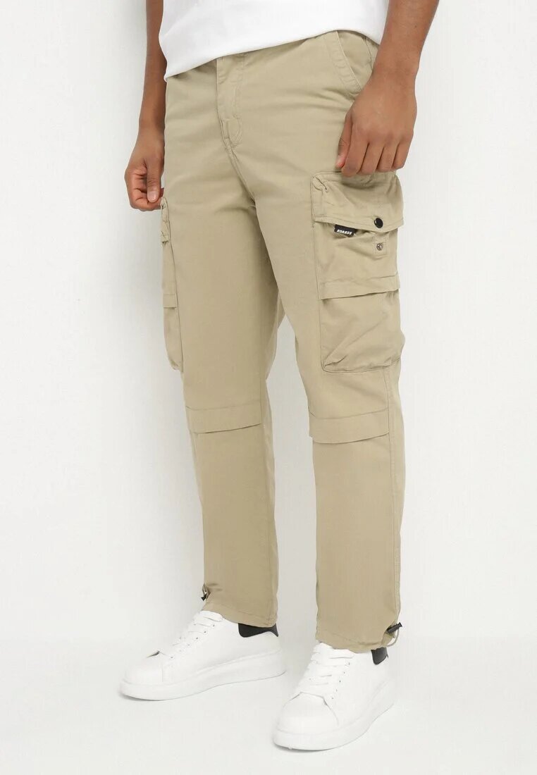 h&s Pantaloni Jogger Bej închis din bumbac cu buzunare cu clapetă Lanathia