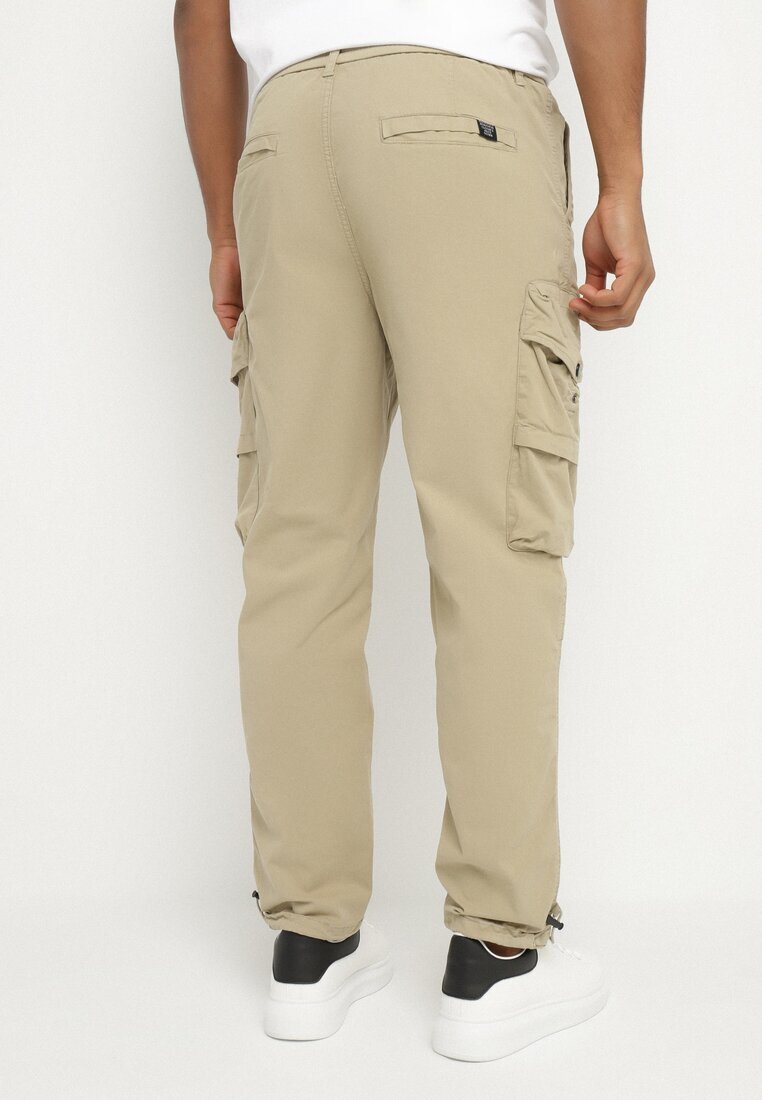 h&s Pantaloni Jogger Bej închis din bumbac cu buzunare cu clapetă Lanathia
