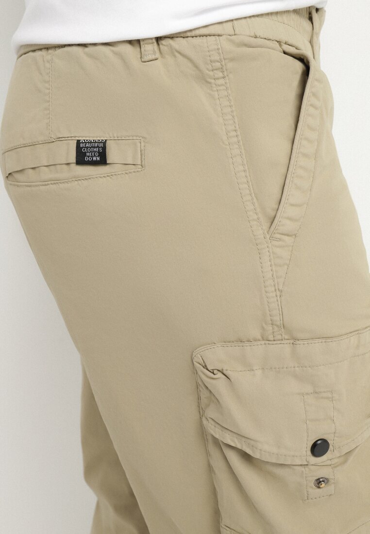 h&s Pantaloni Jogger Bej închis din bumbac cu buzunare cu clapetă Lanathia