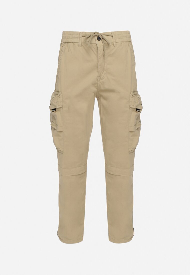 h&s Pantaloni Jogger Bej închis din bumbac cu buzunare cu clapetă Lanathia