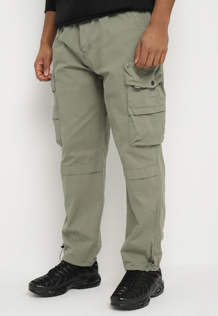 h&s Pantaloni jogger verzi din bumbac cu buzunare cu clape Lanathia