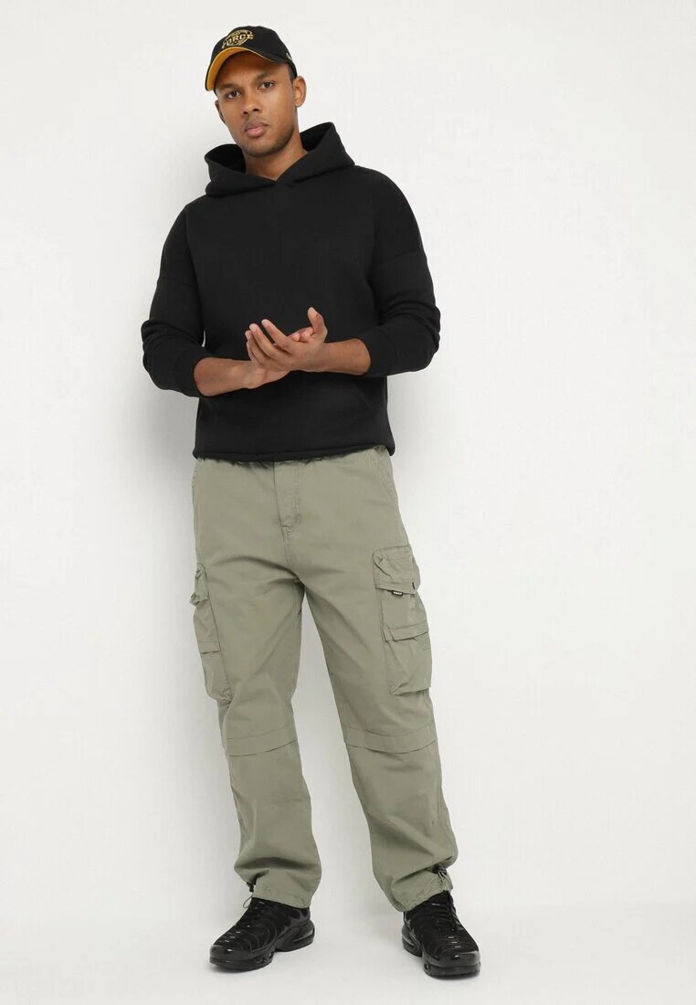 h&s Pantaloni jogger verzi din bumbac cu buzunare cu clape Lanathia