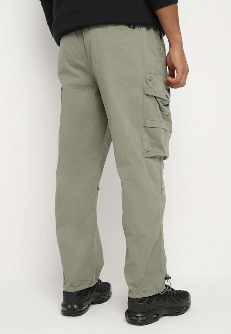 h&s Pantaloni jogger verzi din bumbac cu buzunare cu clape Lanathia