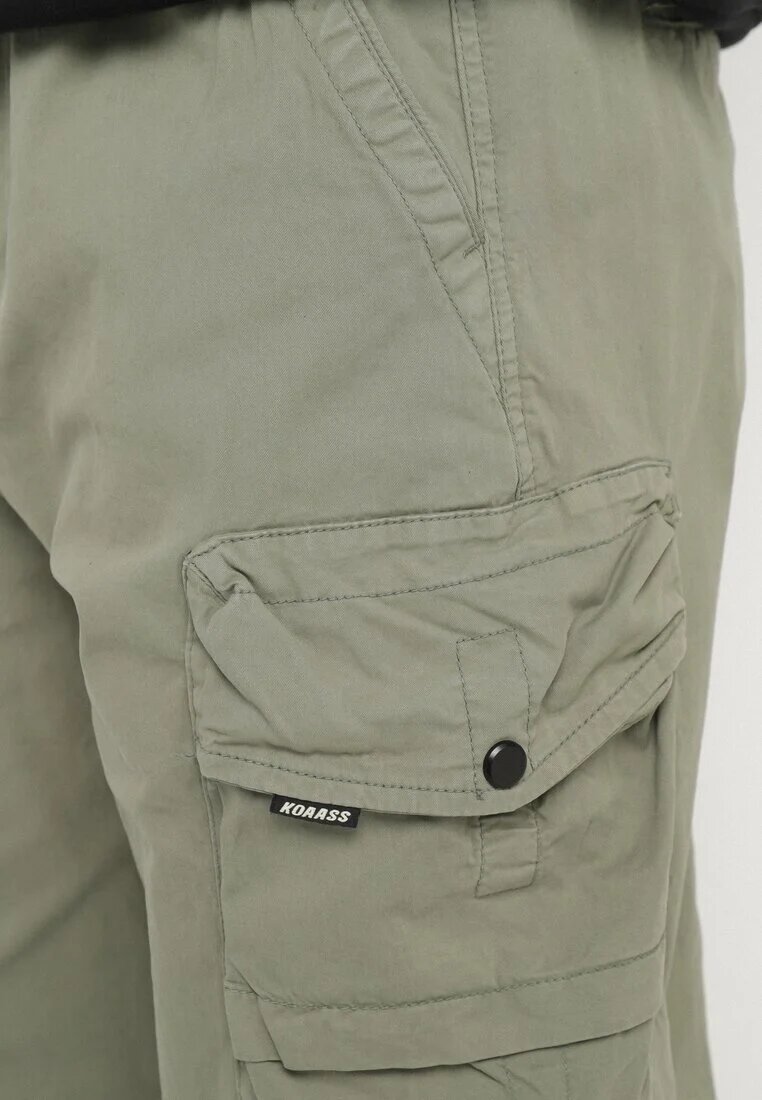 h&s Pantaloni jogger verzi din bumbac cu buzunare cu clape Lanathia