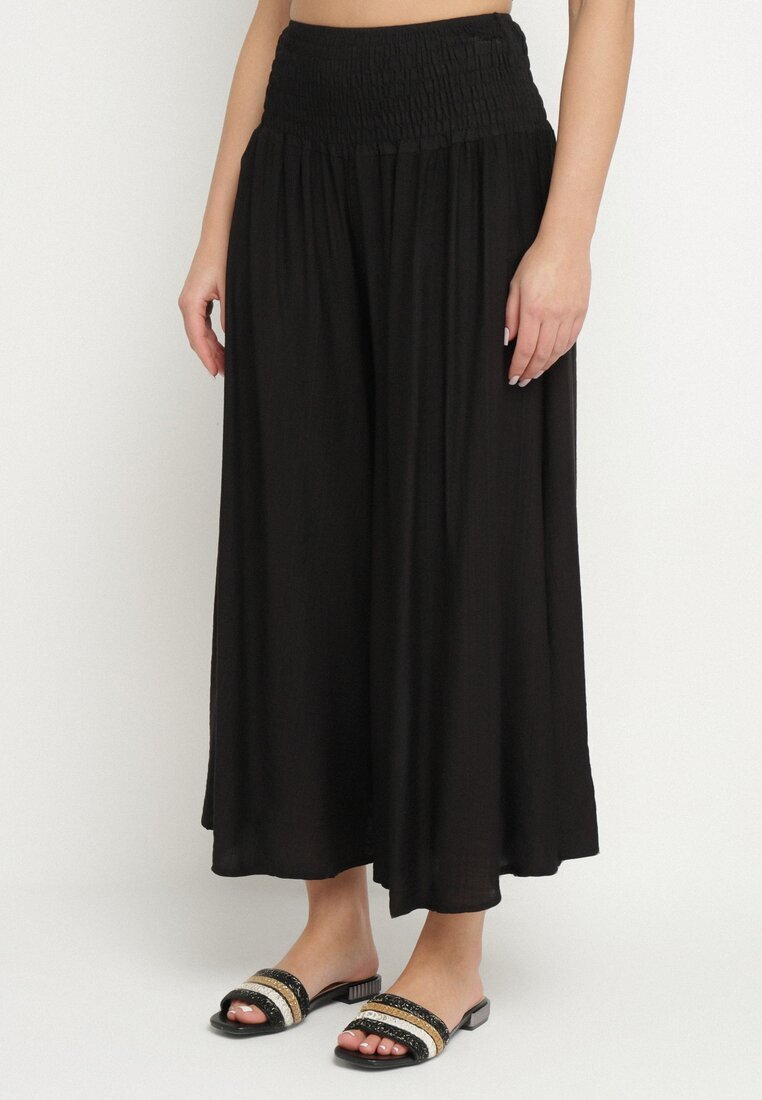 h&s Pantaloni largi negri culotte de lungime 7/8 cu talie înaltă Ulamiriela