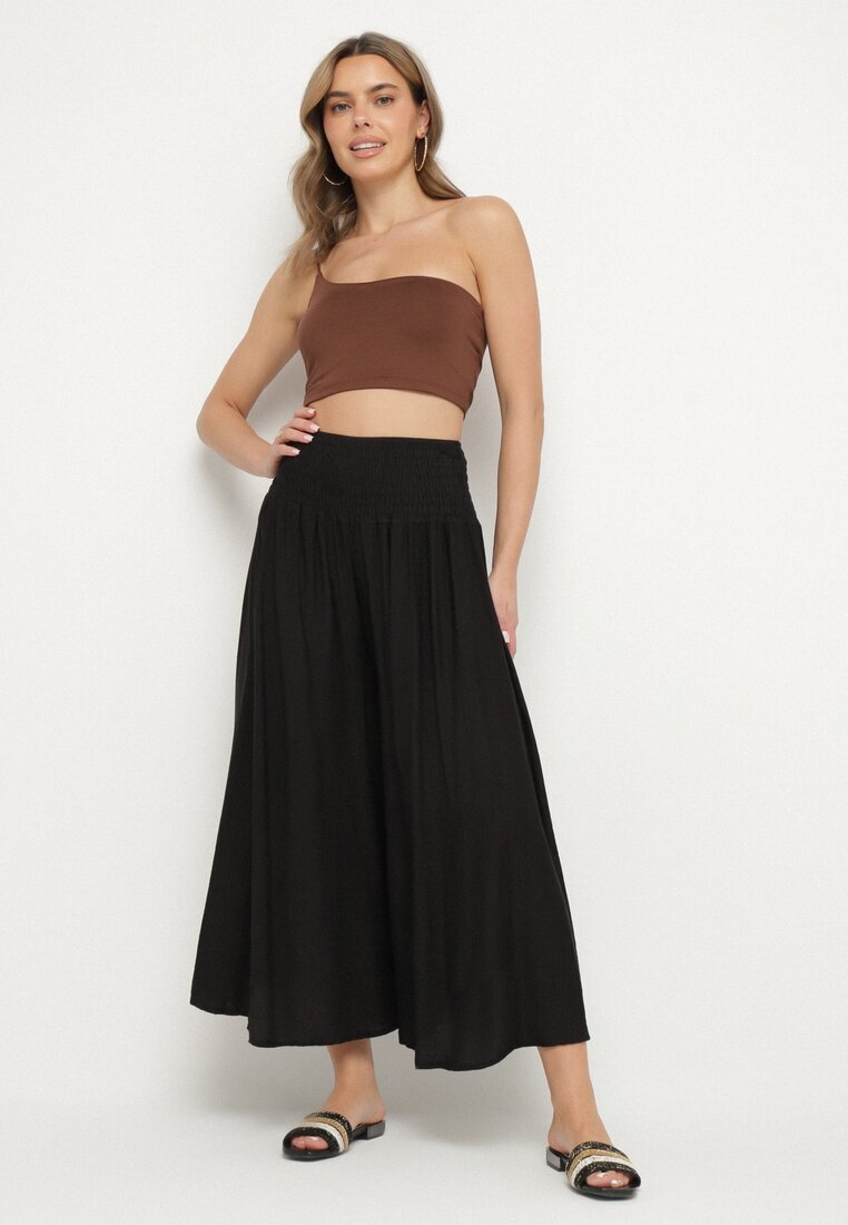 h&s Pantaloni largi negri culotte de lungime 7/8 cu talie înaltă Ulamiriela
