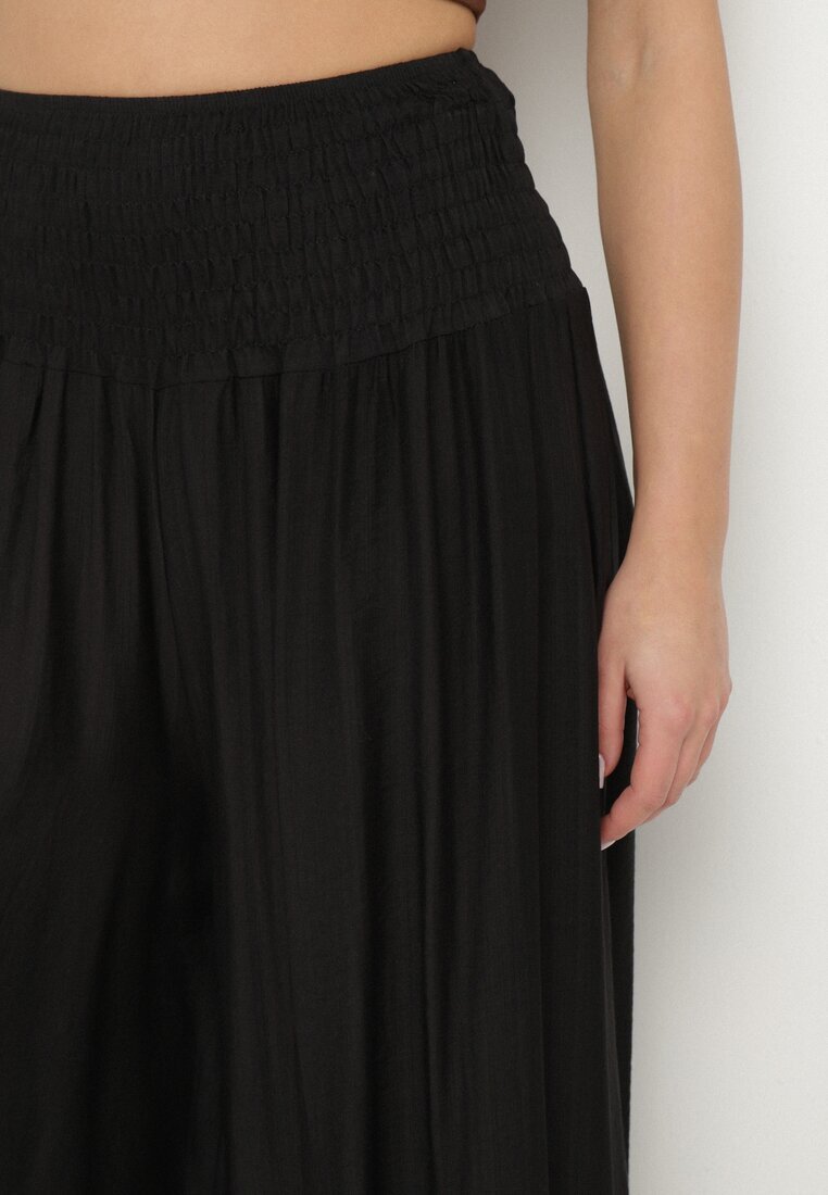 h&s Pantaloni largi negri culotte de lungime 7/8 cu talie înaltă Ulamiriela