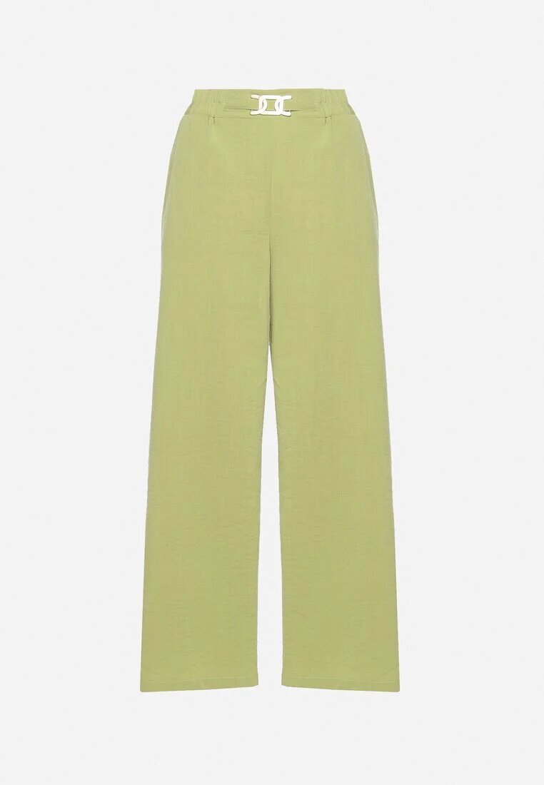 h&s Pantaloni Largi Palazzo Verde deschis cu talie înaltă și elastic în talie Biofina