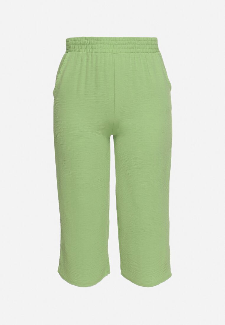 h&s Pantaloni Largi Verde Deschis cu talie înaltă cu elastic în talie și cu picior 3/4 Levolia