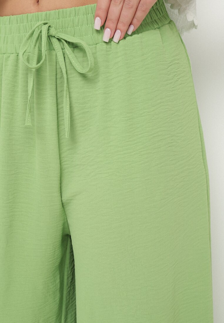h&s Pantaloni Largi Verde deschis Tip Palazzo cu Legătură Ulialitia