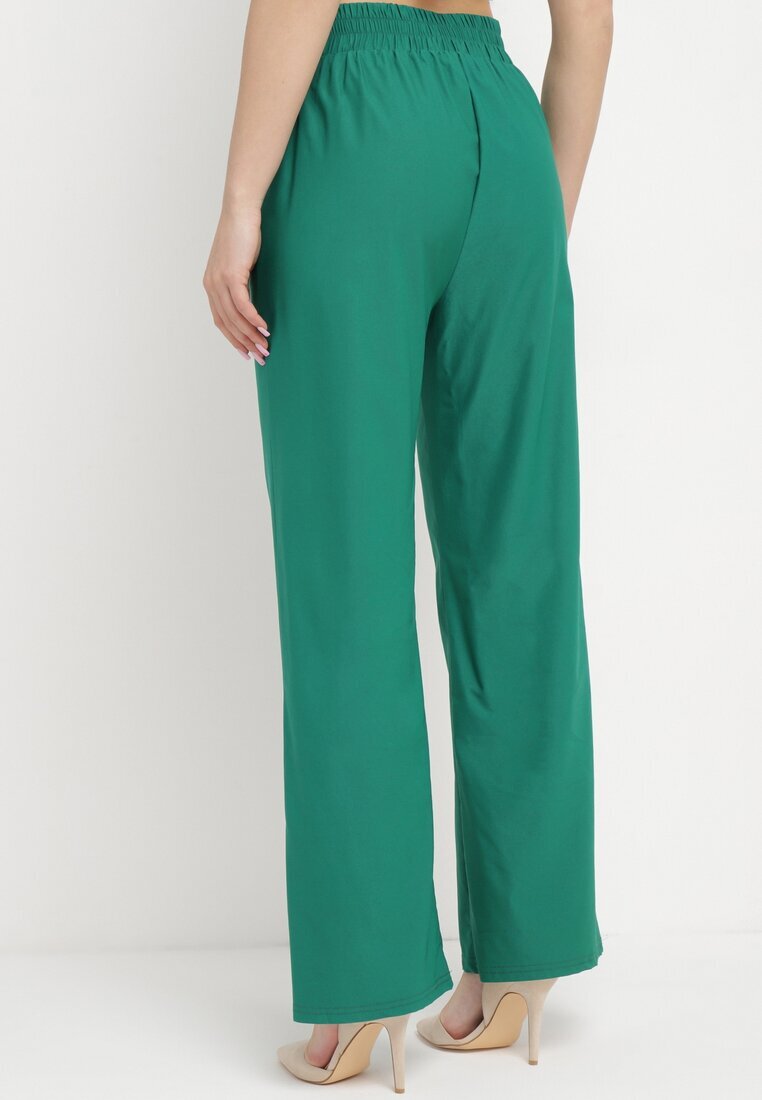 h&s Pantaloni Largi Verde Paper Bag cu Curea și Buzunare Wrenika