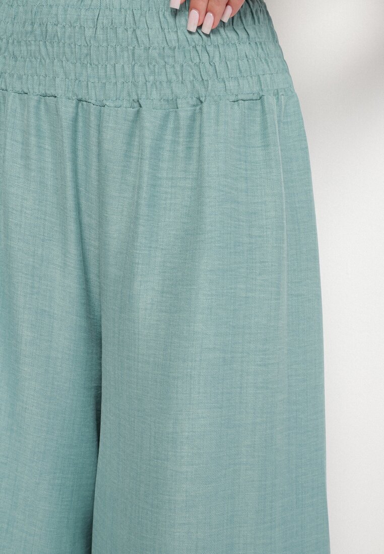 h&s Pantaloni mentă largi cu talie înaltă și talie elastică Ralbia