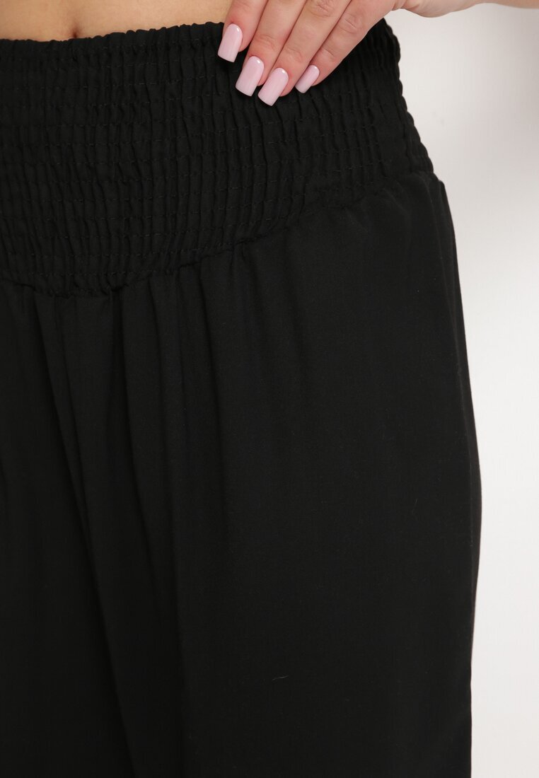h&s Pantaloni Negri cu Picior Drept și cu Elastic Încrețit în Talie Perdila