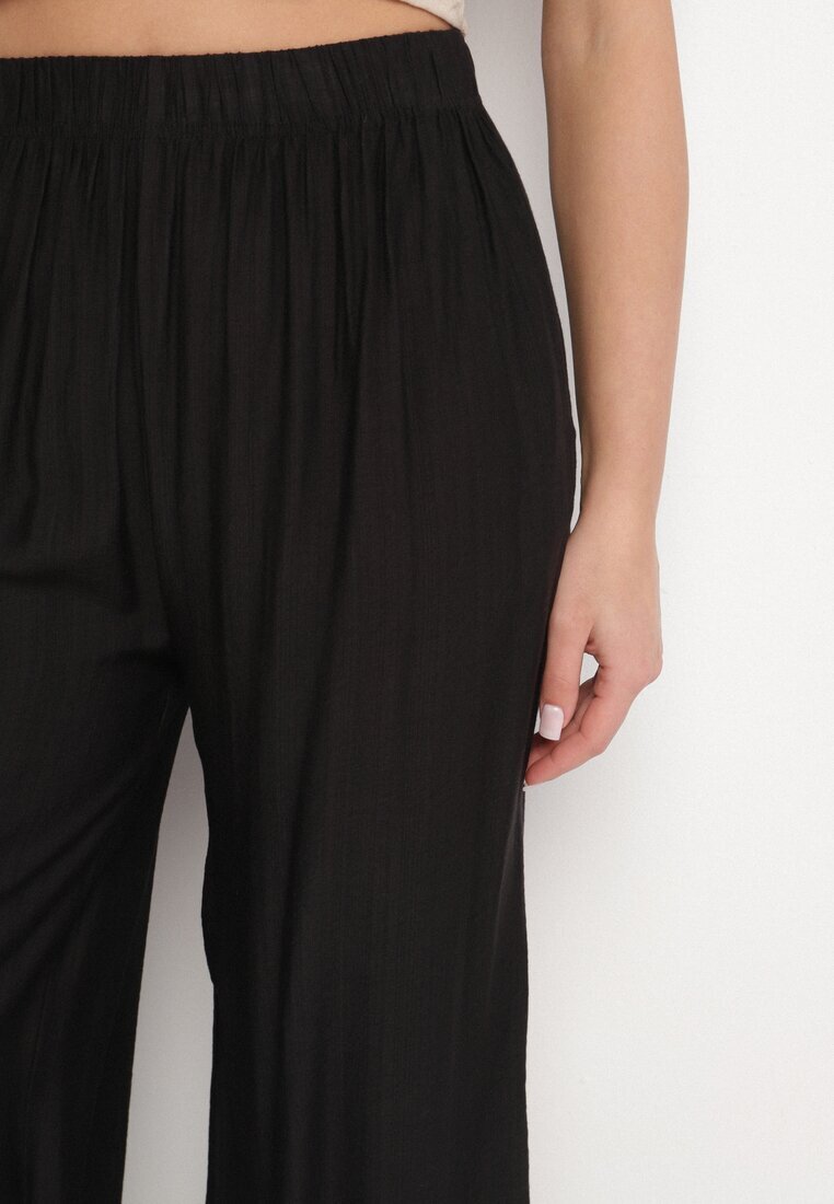 h&s Pantaloni Negri Largi tip Palazzo cu Talie Înaltă Varlevi