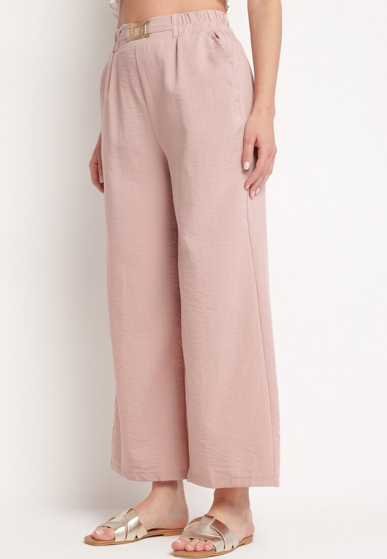 h&s Pantaloni Palazzo Larghi roz deschis cu talie înaltă și elastic în talie Biofina