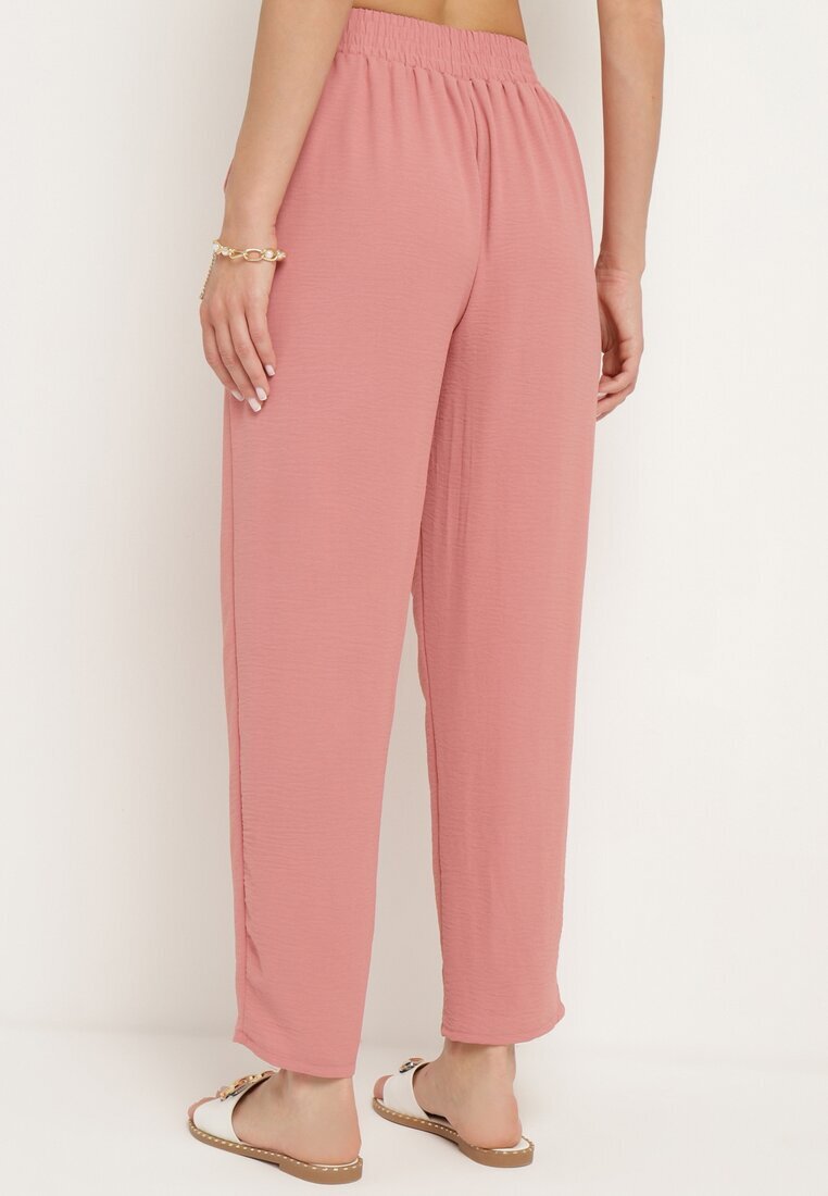 h&s Pantaloni Roz închis cu elastic și șnur în talie cu buzunare și talie înaltă Dimattia