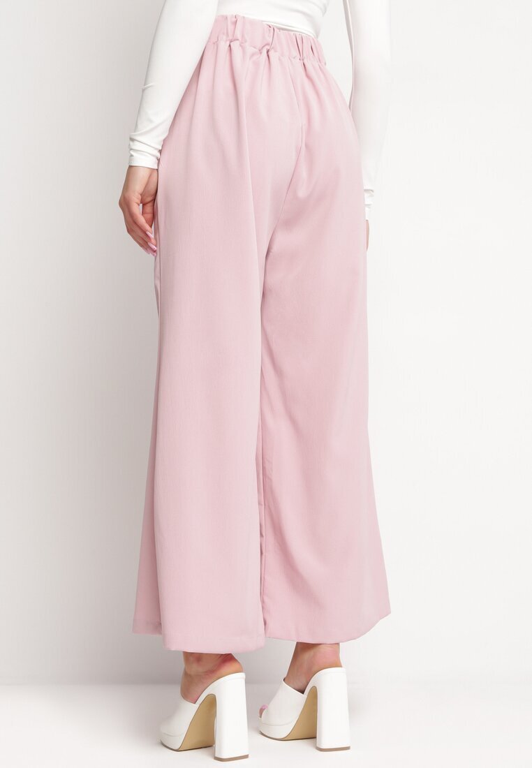 h&s Pantaloni Roz închis Largi cu Cordon în Talie Paper Bag Tisallas