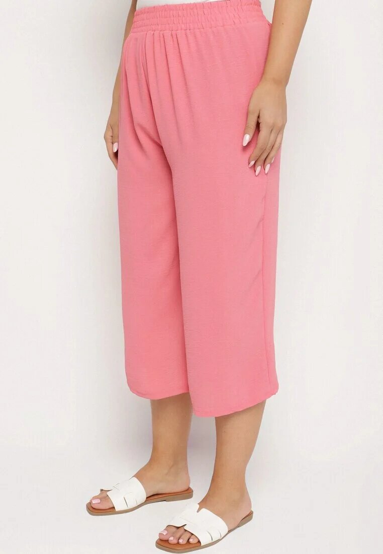 h&s Pantaloni Roz Largi cu Talie Înaltă Elastic în Talie și Crăci 3/4 Levolia