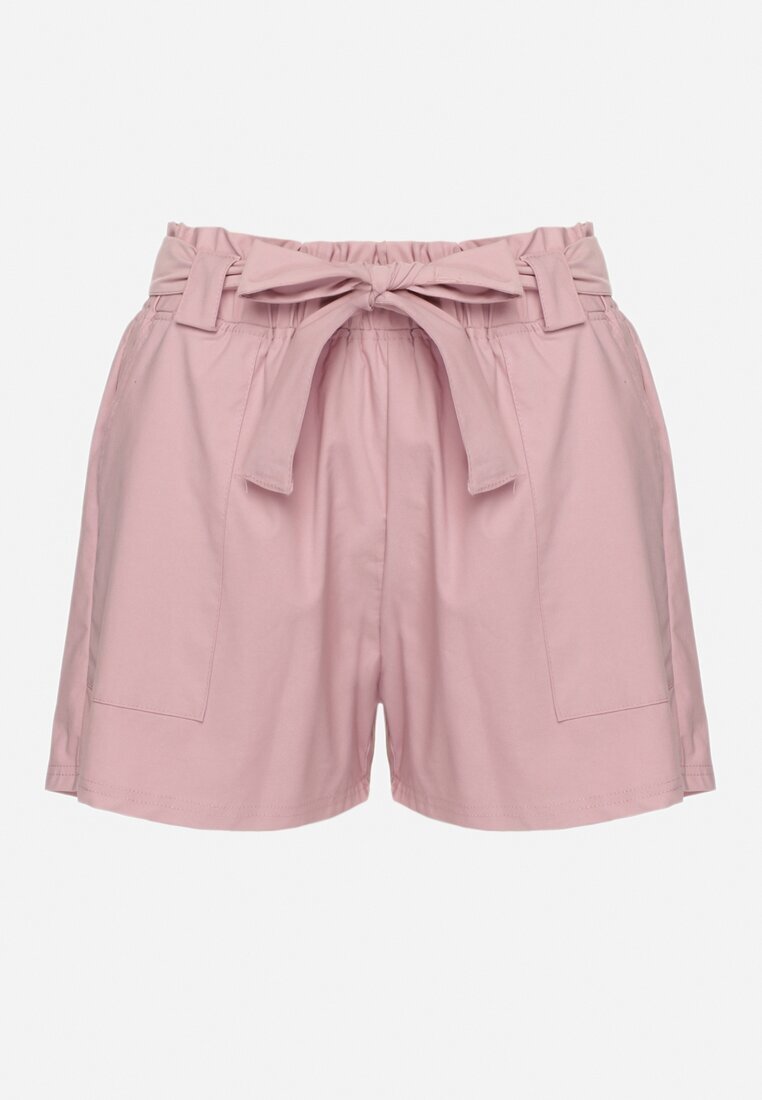 h&s Pantaloni scurți Bermude Violet cu Bumbac și Talie Înaltă Decorate cu Legătură Rosavia
