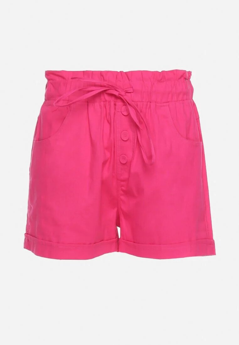 h&s Pantaloni scurți fucsia cu elastic în talie ajustabili cu șnur cu nasturi decorativi Damarie