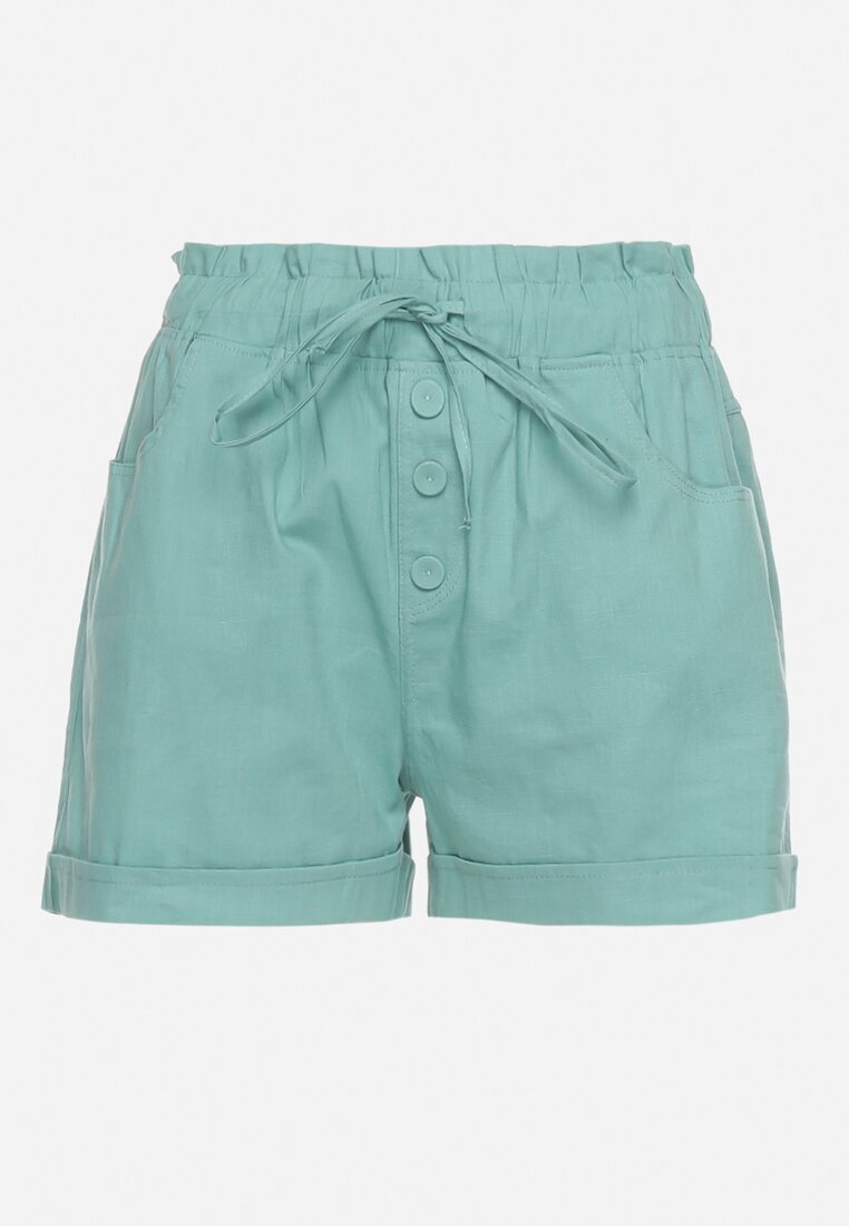 h&s Pantaloni scurți mentă cu elastic în talie cu șnur reglabil și nasturi decorativi Damarie