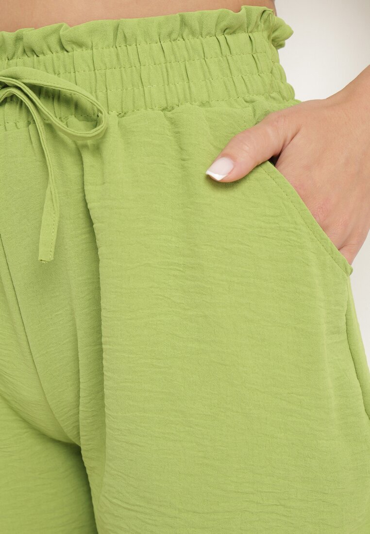 h&s Pantaloni scurți Verzi deschisi tip bermude cu croi lejer cu elastic în talie și talie înaltă Nitanea