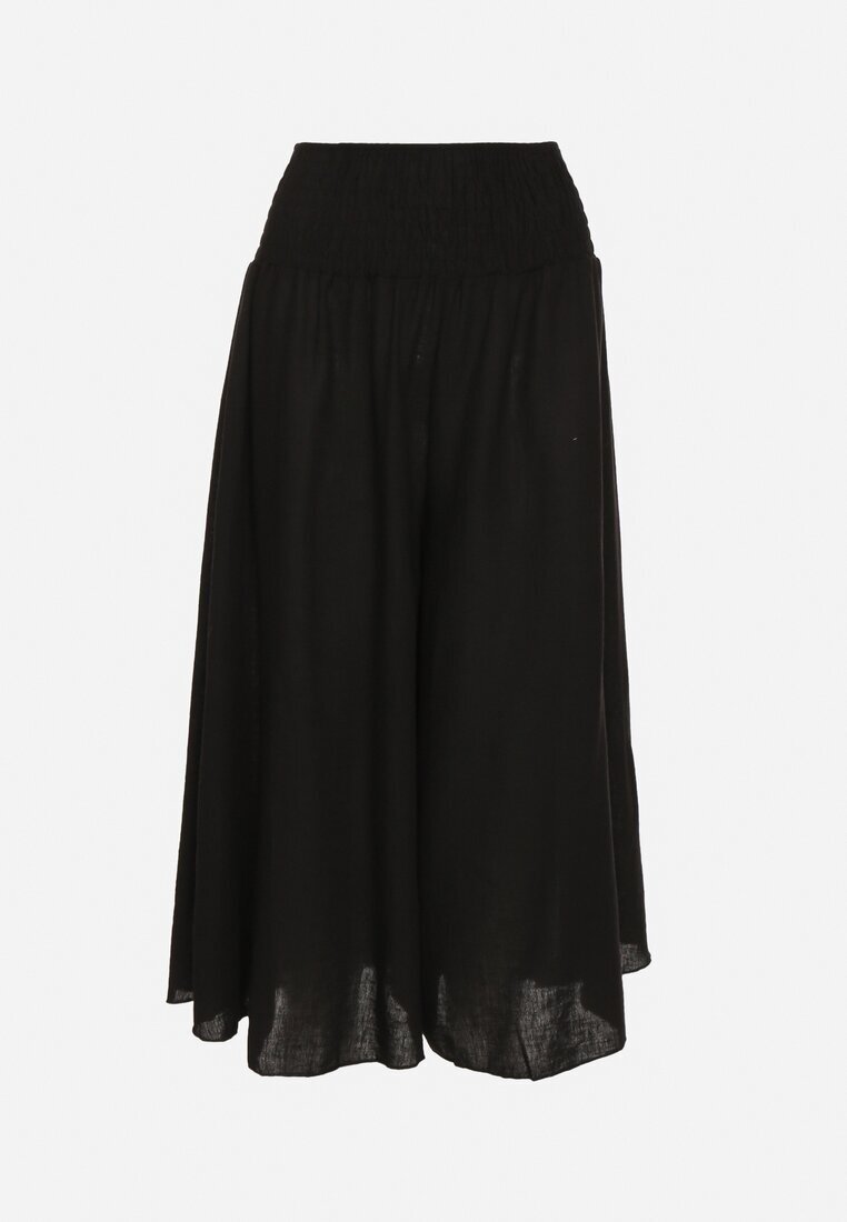 h&s Pantaloni tip Culotte Negri Largi Decorați cu încrețituri Fenalida