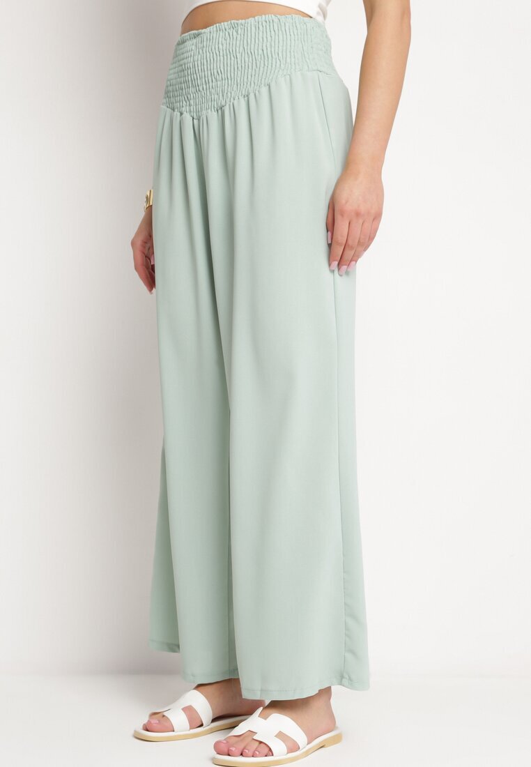 h&s Pantaloni Verde deschis cu croială dreaptă și elastic încrețit în talie Perdila