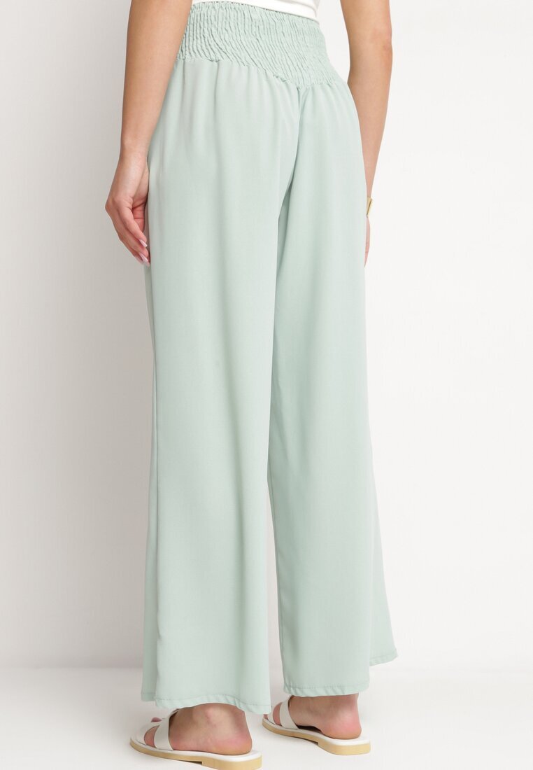 h&s Pantaloni Verde deschis cu croială dreaptă și elastic încrețit în talie Perdila