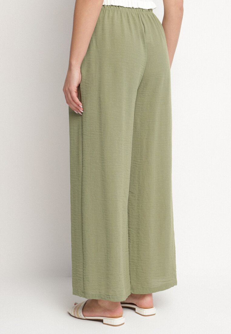 h&s Pantaloni verde închis largi Tip Palazzo cu talie înaltă Sellevia