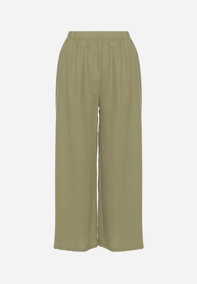 h&s Pantaloni verde închis largi Tip Palazzo cu talie înaltă Sellevia